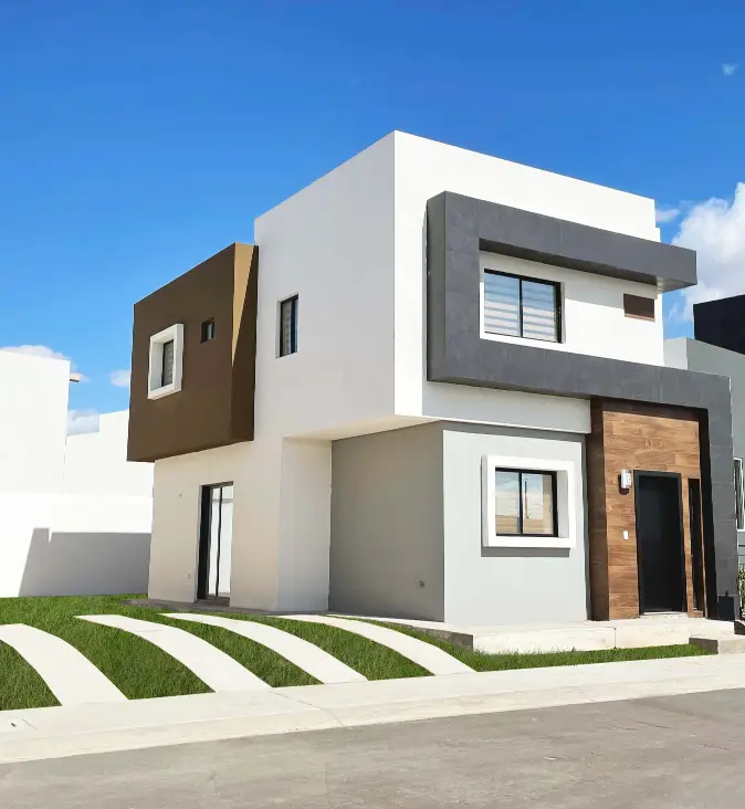 Fachada de modelo de casa Atria de dos plantas de Adara Residencial