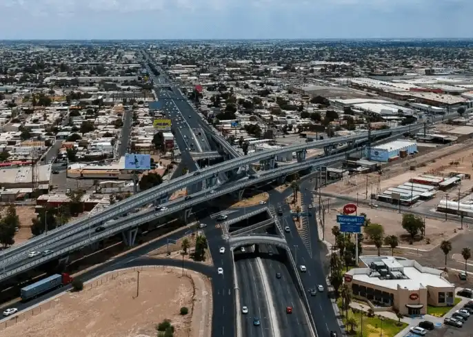 Vista aérea de las calles en Mexicali