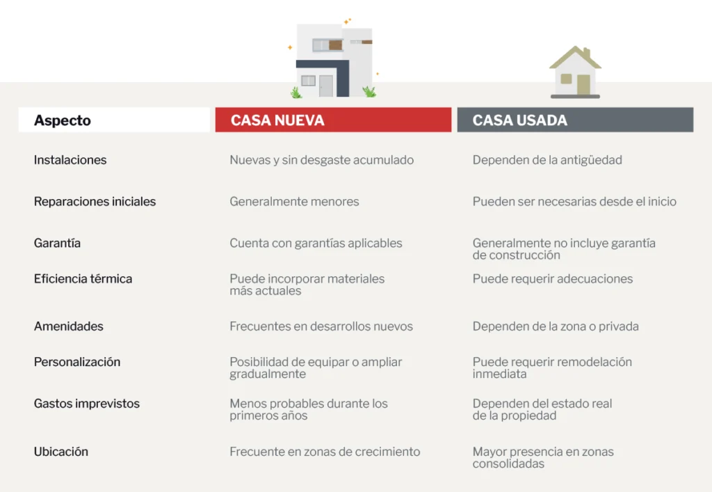 Comparativa entre una casa nueva y una casa usada